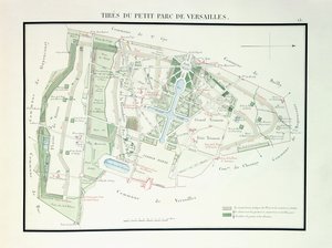 Kart over den lille parken i Versailles, 1818-1819 av French School
