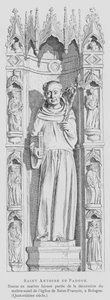 Marmorstatue av St Anthony av Padua, Basilica of St Francis, Bologna, Italia (litho) av French School