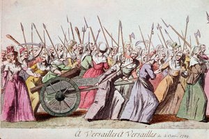 March of the Women on Versailles, Paris, 5. oktober 1789 (gravering) av French School