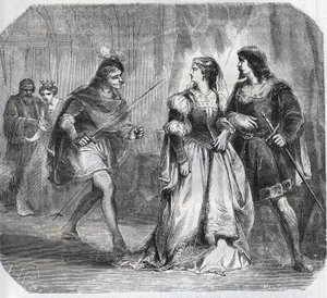 Marguerite de Baviere, hertuginne av Burgund (1363-1423) og dronning Isabeau (Isabelle, Elisabeth) av Baviere (1371-1435) skiller Louis I av Valois, hertug av Orleans (1372-1407) og Jean Sans Ppeur, hertug av Burgund ( 1371-1419), som kjemper for regjering av French School