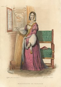 Marguerite de Navarre (farget gravering) av French School