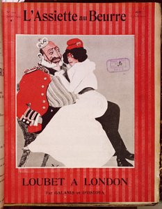 Marianne sitter på knærne til kong Edward VII (1841-1910), cover av LAssiette au Beurre, 11. juli 1903 av French School