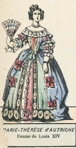 Marie-Therese av Østerrike, kone til Louis XIV (farget gravering) av French School