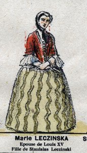Marie Leszczynska (1703-1768), dronning av Frankrike, kone til Louis XV. i "" Galeriede Kings and Queens of France og berømte karakterer fra 1643 til 1895"" Epinalt bilde. av French School