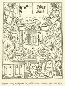 Typografisk merke til Guyot-Marchant, bokhandler, fra 1483 til 1502 (gravering) av French School