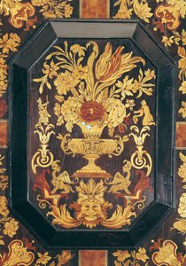 Marquetry detalj fra en buffet (tre)