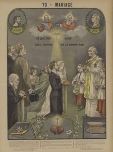 Ekteskap (farge litho) av French School