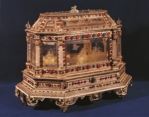 Ekteskapskoffert, 1753 (elfenben, emalje, krystall og halvedelstener)