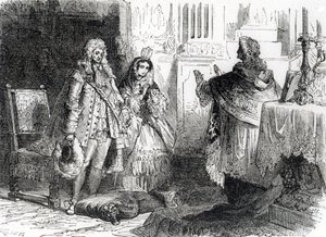 Ekteskap med Louis XIV og Madame de Maintenon av French School