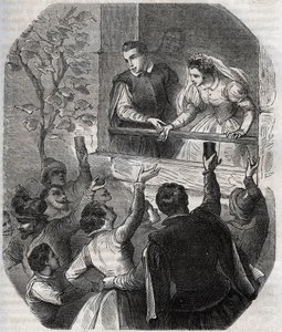 Ekteskap av Martin Guerre (ca. 1524) og Bertrande de Rols i Artigat (Ariege) 15. mai 1539. Gravering fra 1871 i «Histoire Des Cocuses Celebres»» av Henry de Kock (1819-1892). av French School