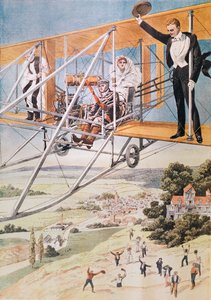 Ekteskap på et fly, illustrasjon fra Le Petit Journal 1911 av French School