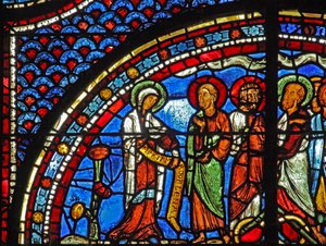 Mary Magdalene-vinduet: Maria forteller disiplene om oppstandelsen (w46) av French School