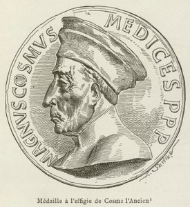 Medalje med bilde av Cosmo den eldste (gravering) av French School