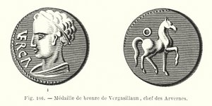 Bronsemedalje av Vergasillaun, sjef for Arvernes (gravering) av French School