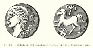 Medalje av Chief Camulogene, Camulo, Aulerques, Cenomans, Paris (gravering) av French School
