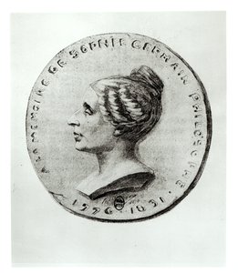 Medalje som viser Sophie Germain (1776–1831) av French School