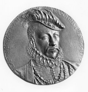 Medaljong av Charles IX, konge av Frankrike (bronse) av French School