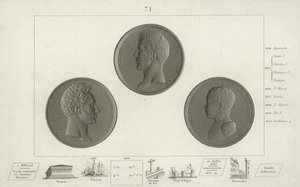 Medaljonger av Charles X av Frankrike og hans sønn Louis Antoine, hertugen av Angouleme og barnebarnet Henry, hertugen av Bordeaux av French School