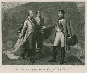 Møte mellom Napoleon og Frans I etter Austerlitz av French School