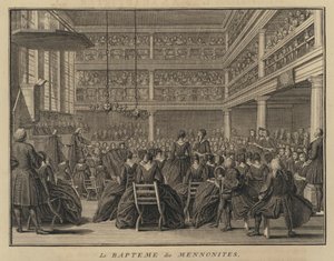 Mennonitt dåpsseremoni (gravering) av French School