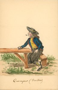 Herrekostyme av Quimper, Finistere (farge litho) av French School