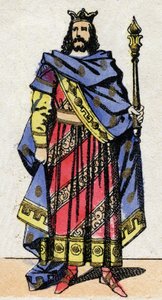 Merovingian Dynasty: Portrait of Clotaire IV (685-719) King of the Franks of Austrasia from 717 to 719. Epinal imaging from the end of the 19th century. Private collection. av French School