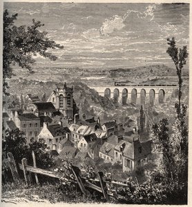 Meudon - department of Hauts-de-Seine - engraving in “” PATRIE”” - DESCRIPTION PECTURESSE DE LA FRANCE EN 6 VOLURES BY LUCIEN HUARD - end 19th century av French School