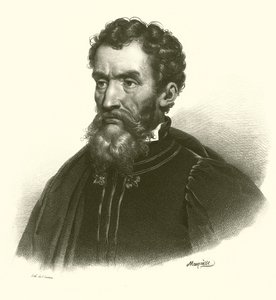 Michelangelo, portrett (gravering) av French School