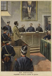 Michele Angiolillo før krigsrådet, Spania, 1897 av French School