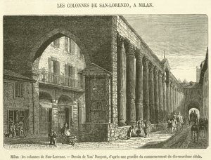 Milano, søylene til San-Lorenzo (gravering) av French School