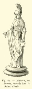 Minerva, i bronse, funnet i Seinen, i Paris (gravering) av French School