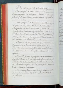 Referat fra et møte i Vitenskapsakademiet, 4. juli 1789 (blekk på papir) av French School