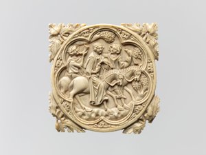 Speilkasse med et falkeselskap, 1330–60 av French School