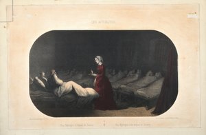 Frøken Nightingale på sykehuset i Scutari, utgitt av Jacomme et Dufat, Paris, 1856 av French School