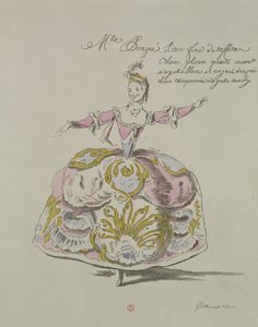 Miss Puvigne as Air, i Zoroastre, en libretto av Cahusac, komponert av Jean-Philippe Rameau (1683-1764) faksimile av A. Guillaumot Fils, 1749 (fargegravering) av French School