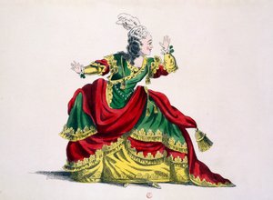 Frøken Sainval som Zenobie i Zenobie og Rhadamisthe, faksimile av Guillaumot fils (håndfarget gravering) av French School