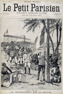 Mission Marchand: landing på den øvre Nilen - i "Le Petit Parisien"" fra 02/10/1898 (gravering) av French School