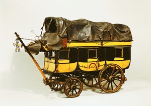 Modell av en omnibus med førti seter (malt tre)