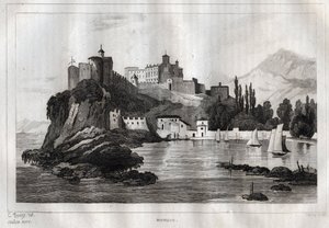 Monaco - Gravering fra "" Italy Picturesque"" - Historisk og beskrivende maleri av Italia" av M. de Norvins, Ch. Nodier 1834-1836. av French School
