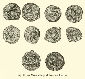 Galliske mynter, i bronse (gravering) av French School