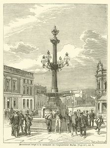 Monument reist til minne om oppdageren Burke (gravering) av French School