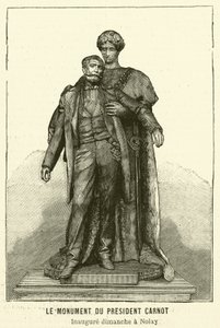 Monument til den myrdede franske presidenten Sadi Carnot (gravering) av French School
