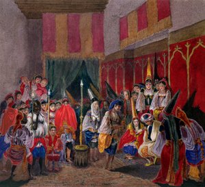 maurisk bryllup i Algerie, ca. 1840-45 (wc på papir) av French School