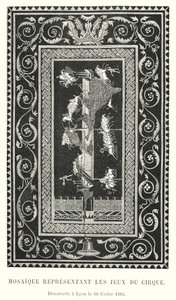 Mosaikk som representerer sirkuslekene, oppdaget i Lyon 18. februar 1806 (gravering) av French School