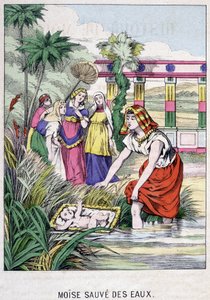 Moses reddet fra vannet - i ""Life of Moses"", red. Olivier Pinot, Epinal, sent på 1800-tallet av French School