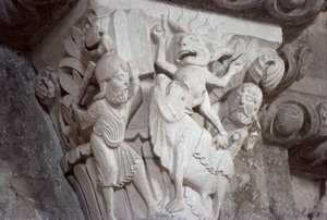 Moses og gullkalven, hovedstadsrelieff, ca. 1130 av French School