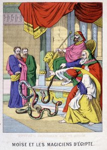 Moses und die Magier von Ägypten - in „Leben des Moses“, hrsg. Olivier Pinot, Epinal, Ende des 19. Jahrhunderts von French School