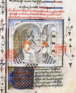 Ms.2028 A Monk Writing, fra Chroniques de Saint-Denis av French School