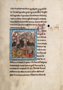 Ms65 f30r, Commentary on the Apocalypse of St John, sent på 1200-tallet (penn og blekk og tempera på vellum) av French School