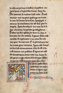 Ms65 f3r, Commentary on the Apocalypse of St John, sent på 1200-tallet (penn og blekk og tempera på vellum) av French School
